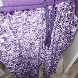 LuLaRoe Purple and Black Crystal Kick Flare Crop Pants
